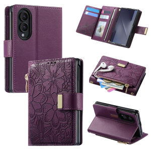 Ốp Điện Thoại Ví Da Cao Cấp Có Khóa Kéo Dành Cho Samsung Galaxy Z Fold 8 Ultra Fold8 - Có Khe Đựng Thẻ