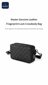 WIWU Leather Fingerprint Lock Crossbody Bag Anti Theft Leather Sling Bag Perfect Birthday Holiday Gift for Men Women Travel Security Chest Bag