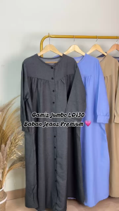 Gamis Jumbo Ld 130 Cm Bahan Jeans Denim Kekinian