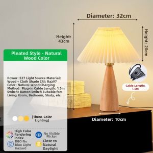 Retro Japanese Style Wooden Bedside Lamp Simple Modern Control Button Switch Smart Home Control LED Light for Bedroom Living Room