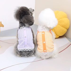 áo 2 dây ren nút hoa thời trang cho chó mèo - T3 PETS SHOP