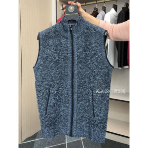 เสื้อกั๊กถักหนาสำหรับผู้ชายในฤดูหนาว เสื้อคลุมกันหนาวแบบสวมหัว แขนกุด คอปกต่ำ ผ้าขนแกะผสมโพลีเอสเตอร์ แฟชั่นสำหรับผู้ชาย