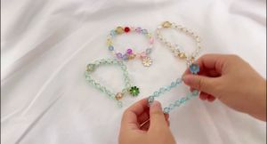 Ivorybaby Gelang Kristal Lucu Gelang Manik Manik Aesthetic Flower Bracelet