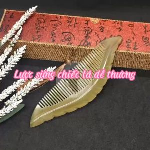 Lược sừng chiếc lá (size:  M-15cm) Mỹ nghệ Hà Phương quà tặng Thủ công mỹ nghệ