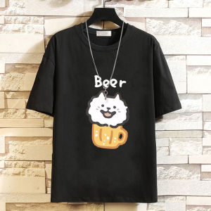 Summer Plus Size Loose Half Sleeve Couple T-shirt Cartoon Fun Cat and Dog Bottoming Shirt Fashion Short Sleeve T-shirt