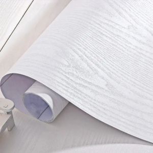 PVC Vinyl Self Adhesive White And Black Wood Grain  Wallpaper Waterproof Kitchen Cabinet Furniture Door Renovation Wall Sticker