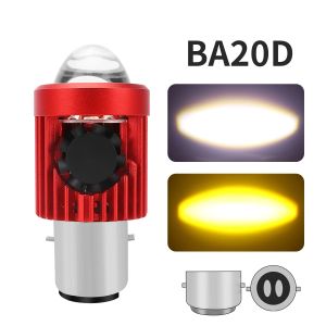 KEVANLY | 1pc H4 BA20D LED Bulbs Motorcycle Headlight CSP Fog Light High Low Beam Lens LED Bulbs With Fan White Yellow Motorbike Accessory