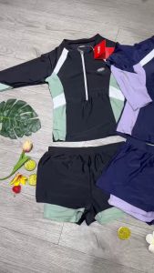 Đồ bơi nữ YLIKE bikini 2 mảnh áo tay dài quần đùi 2 lớp chất thun lạnh quảng châu cao cấp có đệm ngực BINSPORTS BHN024