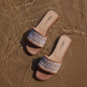 Bohemian Women Summer Washed Sheepskin Flat Sandals