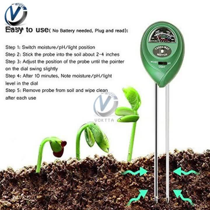 3 in 1 Soil Water Moisture Light PH Meter Tester Digital yzer Test