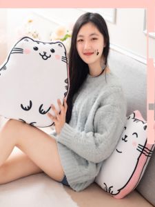 Creative Cartoon Cat Pillow Ultra Soft Skin-friendly Sofa Cushion Backrest Plush Material PP Cotton Filled Cat Toy