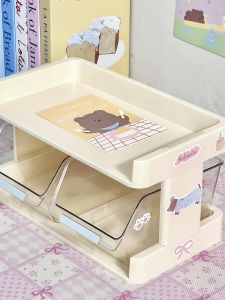 ชั้นวางของสำหรับโต๊ะทำงานแบบหลายชั้น ชั้นวางเครื่องสำอาง ชั้นวางของสำหรับห้องนอนของนักศึกษาวิทยาลัย กล่องจัดระเบียบของใช้สำหรับโต๊ะทำงาน