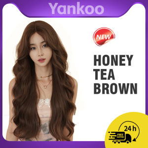 ลูกไม้โพลีเอสเตอร์คุณภาพสูงดูเป็นธรรมชาติยาววิกส่วนหน้า-70ซม. ทรงหยิกสีน้ำตาลน้ำผึ้ง