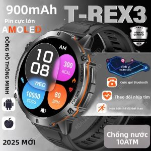 Đồng Hồ Thông Minh Quân Sự Nam Mới 2025 Chống Nước 10ATM Màn Hình AMOLED HD Gọi Bluetooth La Bàn Đo Độ Cao Pin 900mAh Thiết Bị Theo Dõi Thể Dục Cho Thể Thao Ngoài Trời