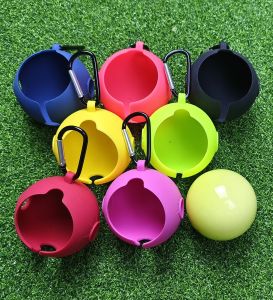 Portable Golf Storage Bag Golf Park Ball Silicone Sleeve With Carabiner Clip Golf Park Ball Carry Bag Golf Sports Accessories