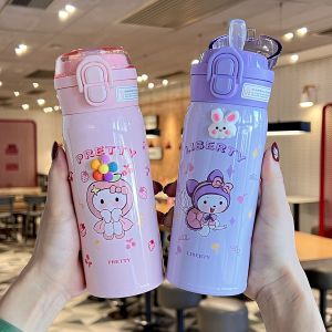 Cốc Nước Bằng Thép Không Gỉ 304 Cấp Thực Phẩm Cho Bé Gái Đi Học Cốc Đựng Nước Có Van Chui Thẳng Cốc Đựng Nước Học Sinh