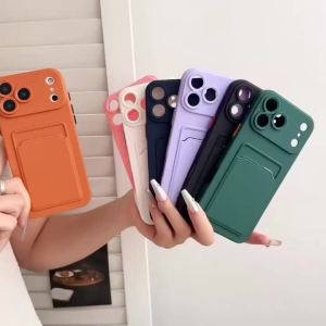 Liquid Silicone Case For Samsung Galaxy S26 S25 S24 S23 S22 A37 A27 Ultra Plus FE  Card Holder Case For Samsung A57 A56 A55 A54
