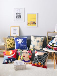 Personalized Embroidered Cotton Sofa Backrest Pillow Knitted Cover Handmade Cushion Case Square American Style Home Decor