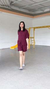 LDO Piyama Dewasa HP / Hotpant Kerah Polos Bahan Rayon