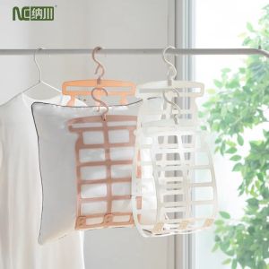 NACHUAN Multifunction Adjustable Pillow Drying Hanger Laundry Rack Doll Cushion Wardrobe Storage Bags Three Hook Clothes Hanging