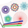 27 ชิ้น Spirograph วาดชุดของเล่น Interlocking Gears ล้อปากกาเกลียว Designs ภาพวาดอุปกรณ์เสริมไม้บรรทัดเรขาคณิตของเล่น. 