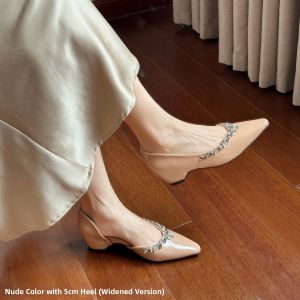 MEIMENGCHENG | Elevating 5CM Rhinestone-Adorned Pointed Toe Single Shoes for Wide Feet