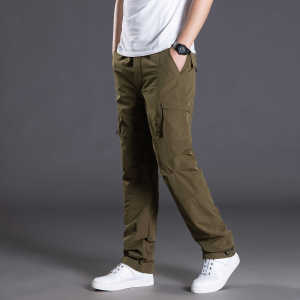 American Style Mens Summer Thin Casual Pants Quick Dry Multi Pocket Workwear Trousers Wear Resistant Large Size Work Long Pants