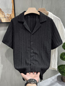 เสื้อเชิ้ตแขนสั้นคอฮาร์ทีกันยูนิเซ็กซ์ทรงหลวมสบายๆ ฤดูร้อนปี 2025 ทรงหลวมสบายๆ ลายดอกไม้สไตล์วินเทจ