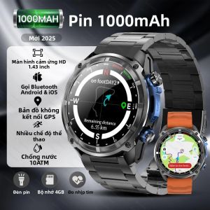 Đồng Hồ Thông Minh Nam 2025 Với Pin 1000mAh Bản Đồ GPS Khả Năng Chống Nước 10ATM Theo Dõi Nhịp Tim Gọi Bluetooth Thiết Bị Theo Dõi Thể Thao Ngoài Trời Màn Hình Siêu Lớn