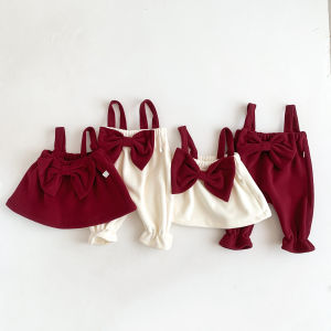 ชุดเดรสแขนกุดผ้าขนแกะสีแดงสำหรับเด็กผู้หญิง เสื้อคลุมกันหนาวแบบสวมหัว ชุดฤดูใบไม้ผลิและฤดูใบไม้ร่วง ชุดเดรสแขนกุดแบบสวมหัวสำหรับเด็ก