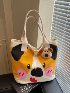 กระเป๋าผ้าใบทรงถือแบบสะพายไหล่สำหรับเด็กนักเรียน ความจุขนาดใหญ่ กระเป๋าผ้าใบทรงถือสำหรับเด็กนักเรียน กระเป๋าสะพายไหล่แบบลำลอง