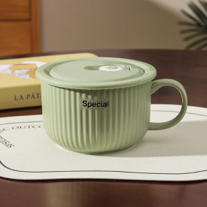 Microwaveable Rice Container Ceramic with Handle and Lid