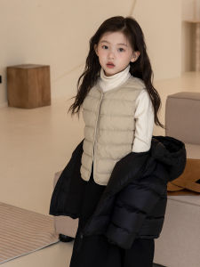 Girls Warm Duck down Vest Lightweight Winter Jacket for Middle And Large Children White Duck Feather Vest Coat for Kids