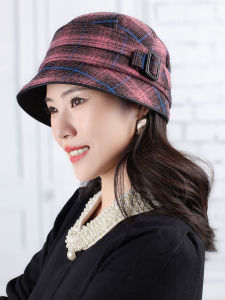 Retro Plaid Fisherman Hat Womens Spring Autumn Fashion Curl Edge Butterfly Knot Pot Hat Middle Aged And Elderly Casual Matching Cloth Hat