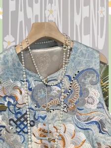 《406》New Chinese Style Tang Suit Vest Vest Womens Clothing Spring & Fall New Arrival Ethnic Style Embroidered Chinese Knot Button Cardigan Vest Top