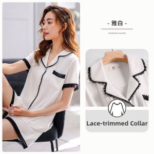 JIALEFEN | Cooling Female Sleepwear Summer Modal Short Sleeve Shorts Home Wear