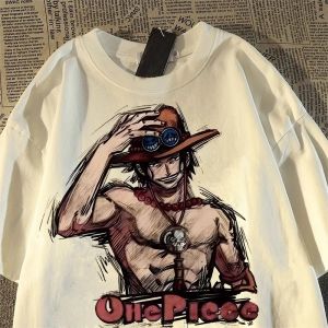 PAZHAOLANG | Large Size Anime One Piece Ace Printed T-Shirts