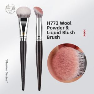 HUACHUNTANG | Slanted Blush & Contour Brush For Liquids Powders and Highlighter Wool