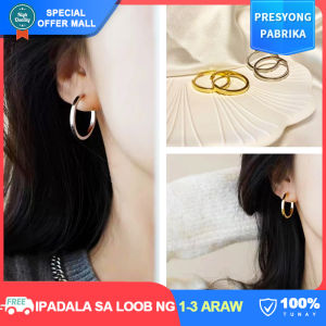 【Minimalist】14K Gold Classic Circle Hoop Earrings for Women Korean Original Earring Hypoallergenic Non Tarnish Not Out-of-date Fashion Vintage Elegant Jewelry Gift Accessories