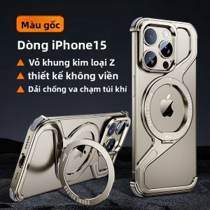 xilixili | Ốp lưng iPhone 15 Pro Max bằng hợp kim nhôm Z-Shape Metal True Bare Feelings không viền giá đỡ hấp thụ nhiệt từ tính mẫu mới 2024