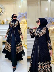 Arabian style Dewasa Termurah Termewah//Abaya Bordir komputer bunga Bertabur Mote Swarosky//Promo COD//Yunita Lestari Fashion//