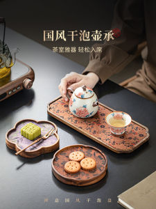 ชุดโต๊ะสำหรับต้มชาขนาดเล็กทำจากไม้ตะวันออกเฉียงเหนือ ชุดโต๊ะต้มชาแบบดินเผาสไตล์จีน ชุดโต๊ะต้มชาแบบไม่มีรอยยุบ