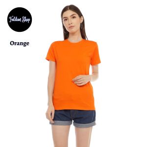 Kaos Polos Wanita Slim Fit Oneck Lengan Pendek Bahan Katun Combed 30s Orange