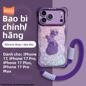 Ốp lưng GGUU cho iPhone 16 Pro Max bằng silicon có dây đeo chéo phong cách