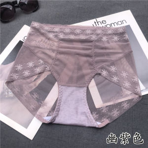 Quần Lót Voan Lưới Gợi Cảm Cạp Cao Quần Lót Thu Gọn Bụng Ren Mỏng Nhẹ Màu Da Nữ Quần Lót Tam Giác Thoáng Khí Không Đường May Mềm Mại