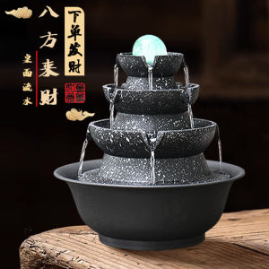 Feng Shui Water Wheel Wealth Fountain Decorative Ornaments Office Desk Living Room Crystal Ball Handmade Resin Decorations
