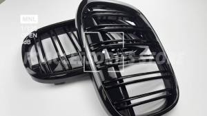 F48 Car Front Bumper Kidney Grill Double Line Grilles For BMW X1 F48 F49 2016 2017 2018 2019 2020 M Style Racing Grille Glossy