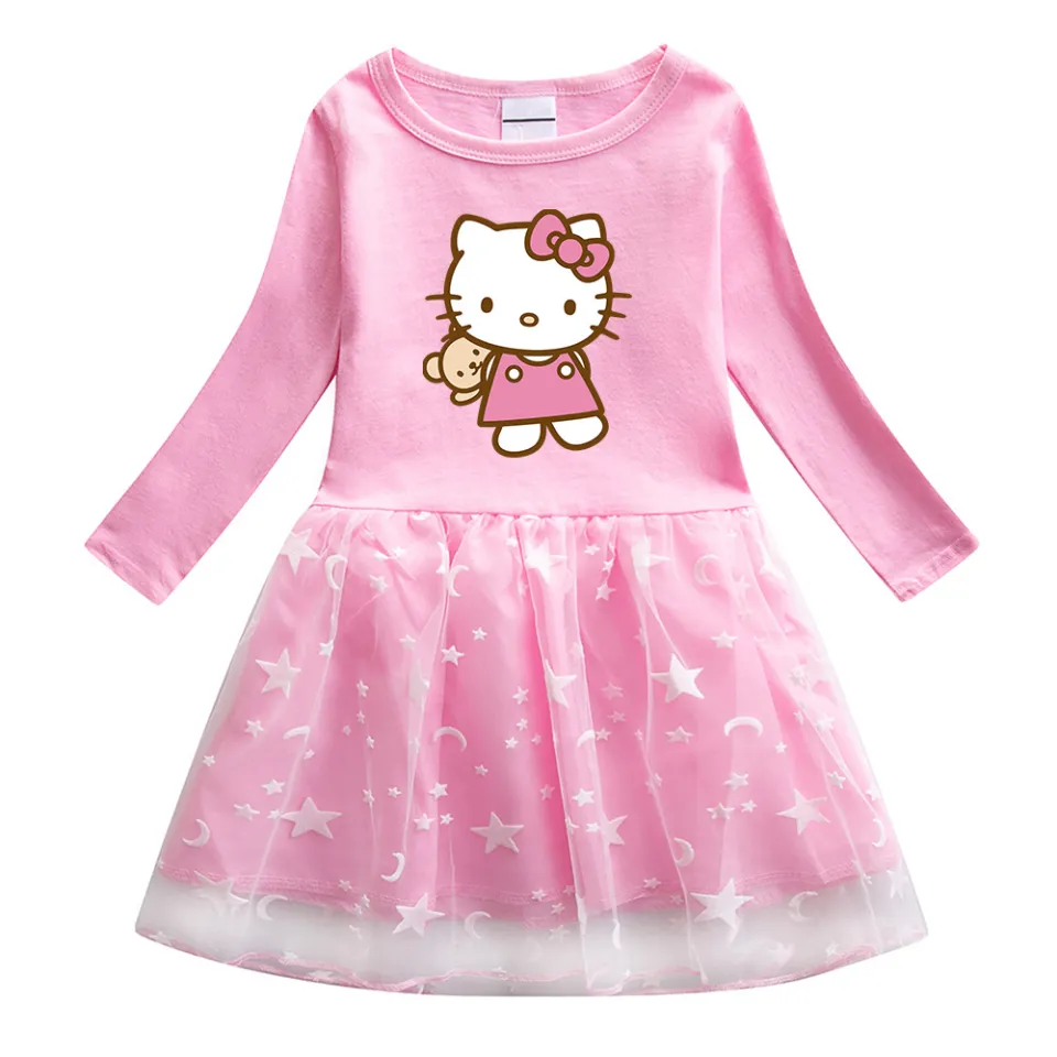 Bộ chăn ga gối Hello Kitty 3D váy xanh xinh yêu dành cho em bé gái