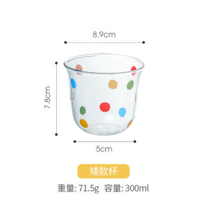 Creative High Borosilicate Glass Cup Water Cup Polka Dot Design American Style Coffee Cup Drinking Water New Popular Online Cup