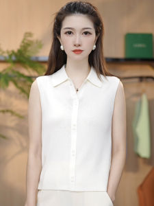 Casual Minimalist Polo Collar Sleeveless Vest Autumn Plaid Easiest for Match Slim Looking Bandage Dress Bottoming Shirt Pure Color Waistcoat Top